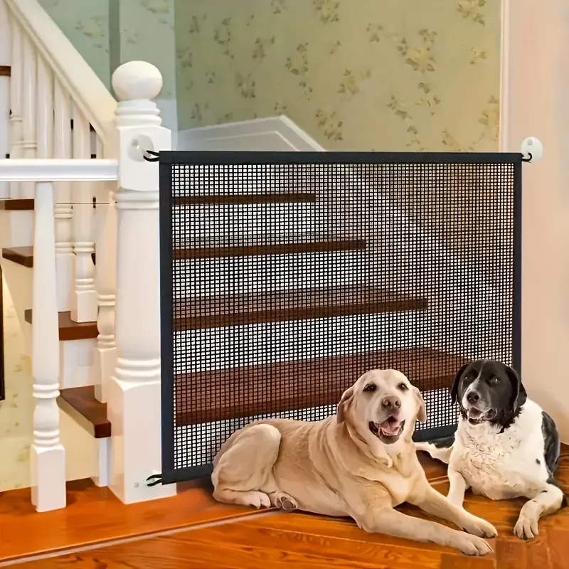 Foldable Pet Safety Gate for Cats and Dogs, No Drilling Installation, Adjustable Height, Durable Mesh Barrier, Portable Design, Animal Barrier Fence, Portable Puppy Fence