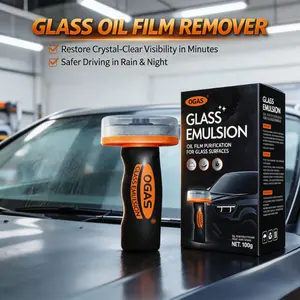 Car Glass Oil Film Remover with Cleaning Board, Windshield Cleaner Roll-On Glass Compound Removes Oil Film & Smudges, Universal Anti-Rain Anti-Fog for Car Windows
