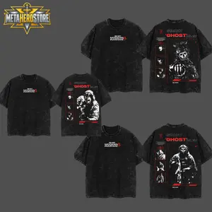 [COLLECTION] Men's Call of Duty: Modern Warfare 4 Simon "Ghost" Riley Skull Mask Oversized T-Shirt - Double-Printed Short Sleeve, Lightweight Acid-Washed Cotton Fabric, Seamless Soft Round Neck, Casual Fashion Relaxed Fit Game Graphic Streetwear Top