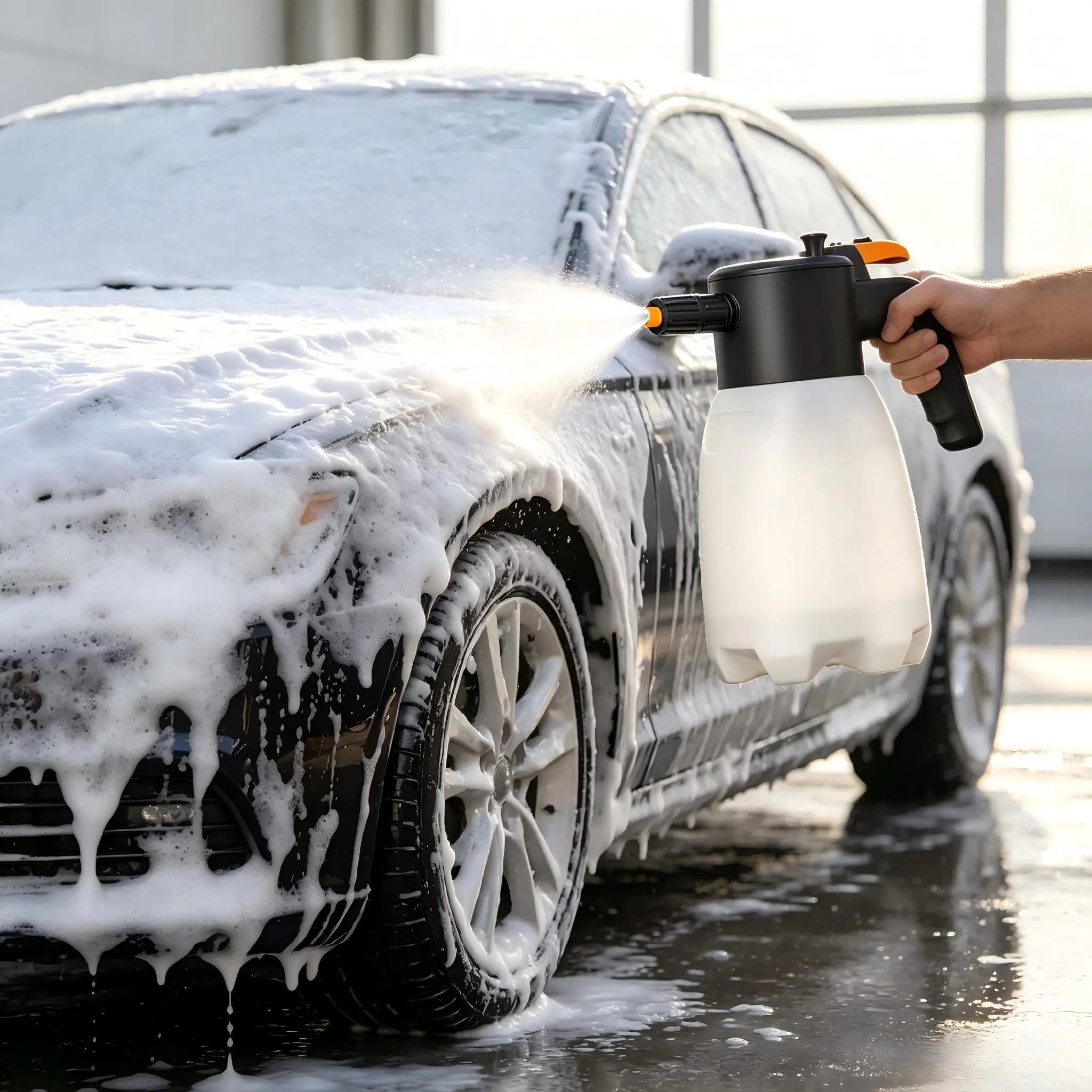 Portable Cordless Electric Foam Sprayer, Rechargeable High Pressure Foam Cannon for Car Wash, Auto Detailing, Home, Industrial Cleaning, Smart Pressure Control Core, Ergonomic Handle for Kitchen, Car, Garden, Windows and Bathroom - Car Wash Accessories