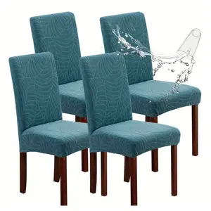 Set of 4/6 Waterproof Dining Chair Covers, Stretch Jacquard, Removable Furniture Protectors, Suitable for Kitchens, Hotels, and Restaurants