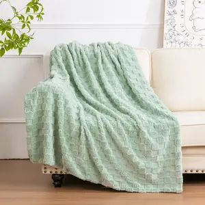 HEBEMAT Fleece Throw Blanket for Couch, Sofa, Bed,Super Soft Cozy Plush Microfiber Flannel Blanket with 3D Checkered Design Lightweight for All Seasons