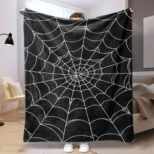 Spider Web Pattern Flannel Blanket, Soft Skin-Friendly Fabric, Multi-Scene Use, All-Season Comfortable, Low Sensitivity & Easy Wash Gift