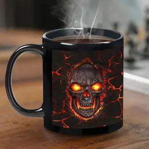 [BNB Halloween Gift 2025] Skull Pattern Ceramic Coffee Mug, Count Horror Coffee Mug, Drinking Cup for Home Office Dormitory Halloween, Unique Gift for Friends