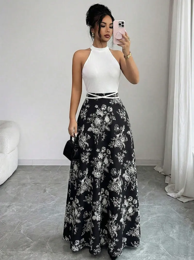 black floral skirt outfit - TikTok Shop