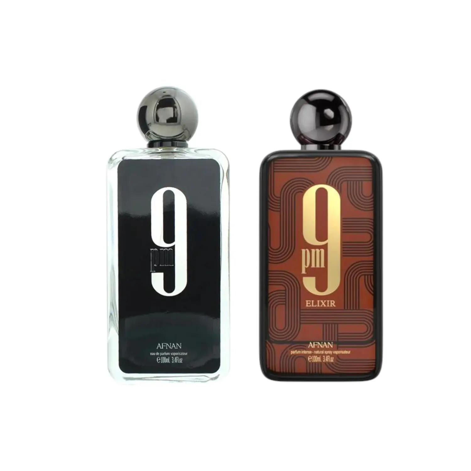 (2pc Bundle Pack) 9PM + 9PM Elixir by Afnan EDP Spray, 3.4oz