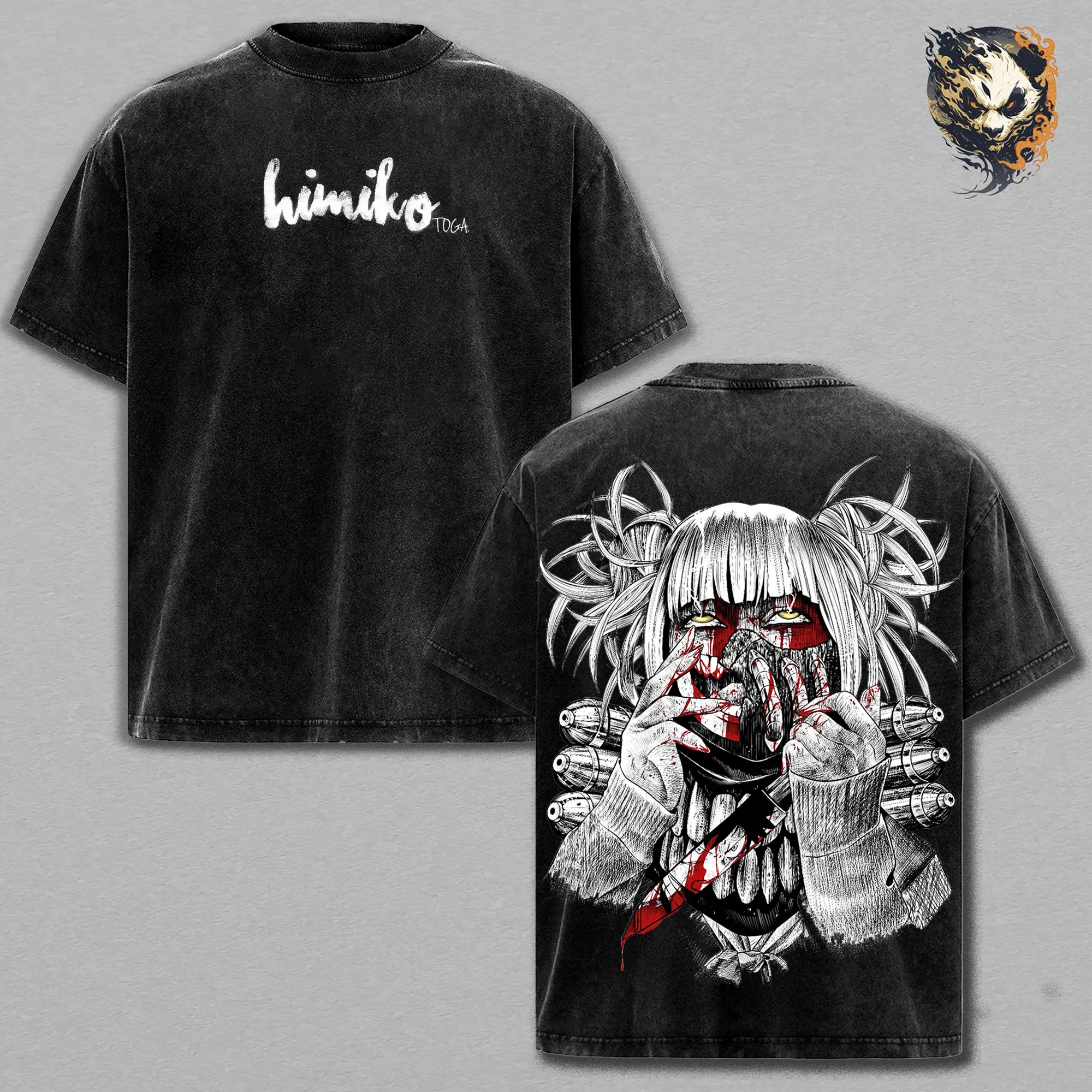 Himiko Toga Washed Anime T-Shirt – My Hero Academia Manga Shirt, Minimal Villain Girl Graphic Tee, Unisex Oversized Streetwear Shirt, Dark Anime Aesthetic Tee, Gift for MHA Lovers