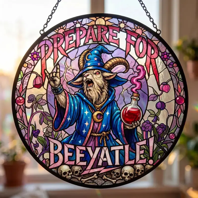 Dungeon Crawler Carl Suncatcher, Beeyatle Quote Stained Glass Window Hanging, LitRPG Bookish Decor, Fantasy Reader Gift for Booktok Fans