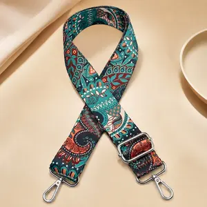 Adjustable Wide Strap with Ethnic Patterns, Multi-Function Replacement Design for Canvas Bags, Handbags, Guitar Straps. Enhances Comfort, Adjustable Length, Suitable for Daily Use and Music Scenes. Versatile Interchangeable Accessory.