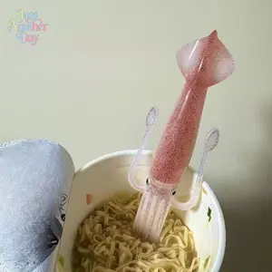 Squid Shaped Noodle Fork, 1 Count Heat-resistant Silicone Pasta Fork, Cute Cooking Tool, Multi-purpose Fork for Ramen/Pasta/Salad, Utensils