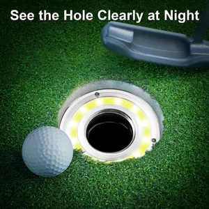 1/2Pcs LED hole light, portable golf cup light, round golf ball light, night golf putting cup light, putting flag cup night light, night golf night light cup, suitable for night golf
