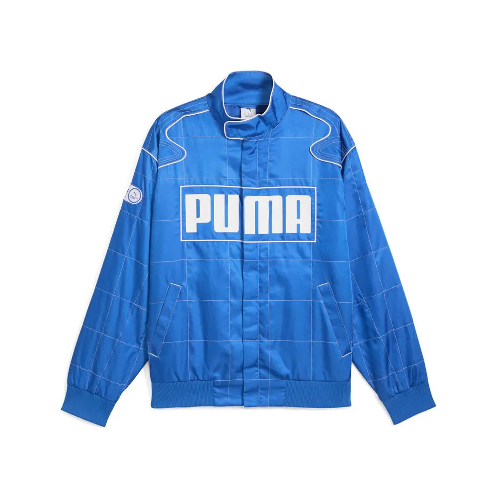 PUMA Mens Archive Seasonal Relaxed Racer Jacket Athletic Outerwear Casual - Blue