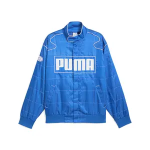 PUMA Mens Archive Seasonal Relaxed Racer Jacket Athletic Outerwear Casual - Blue
