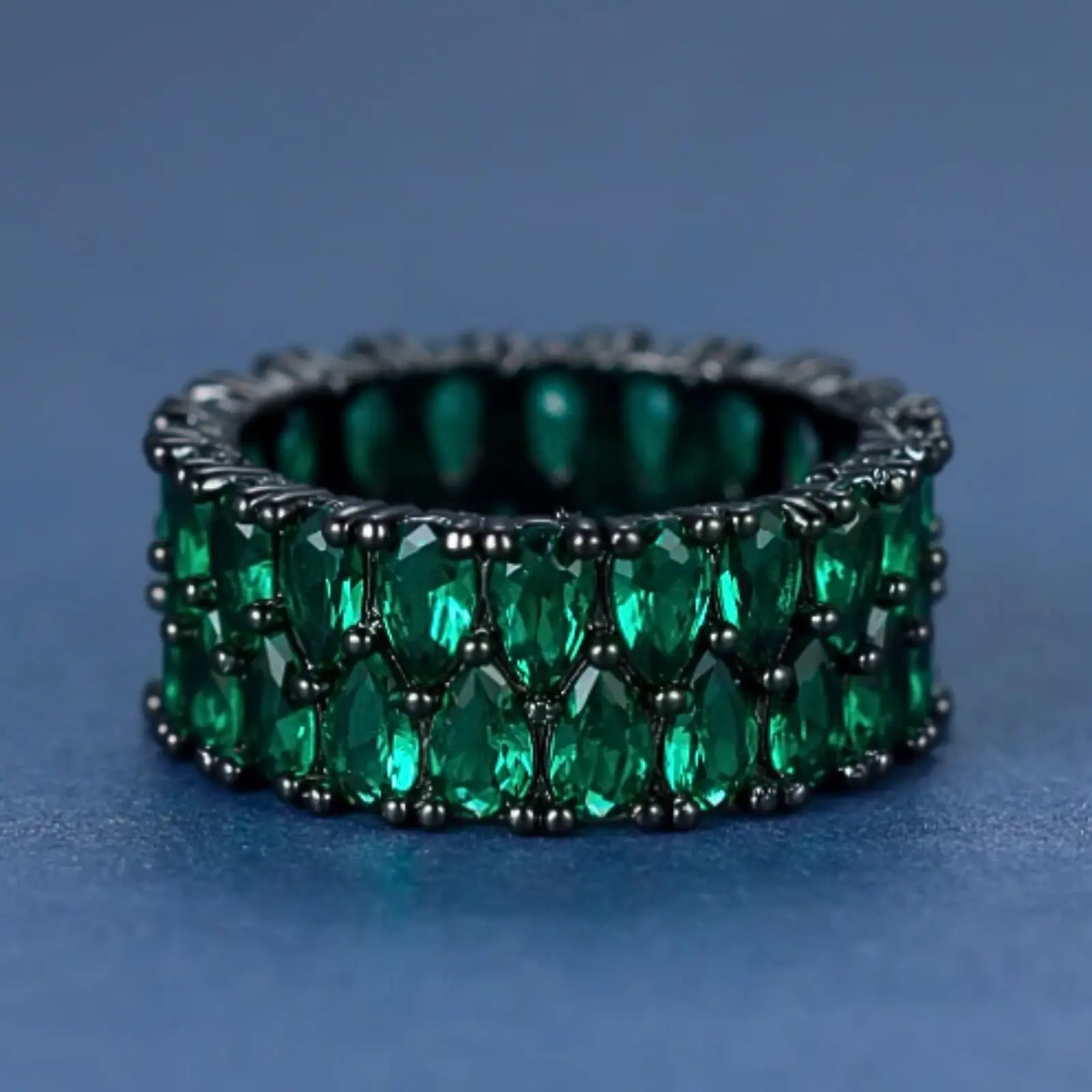 Geometric design women's ring, with stones around the ring face, for women to attend parties as a gift for relatives