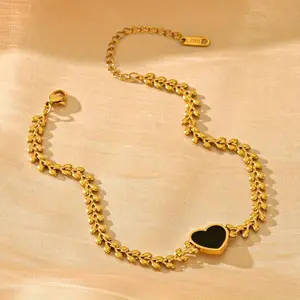 Elegant Stainless Steel Heart Anklet for Women, Summer Beach Vacation Style, Romantic Daily Wear Jewelry, Vacation Anklet|Heart Charm Anklet|Goldtoned Finish