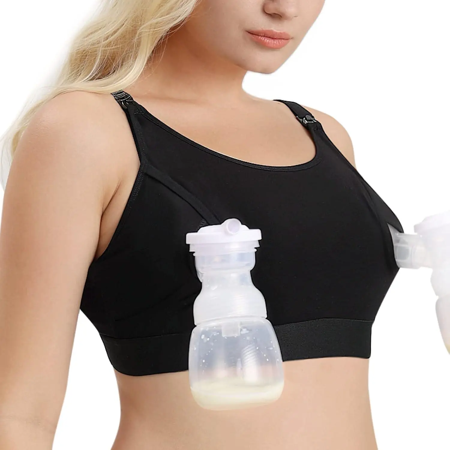 Hands Free Pumping & Nursing Bra, Adjustable Cotton Breast Pump Bra