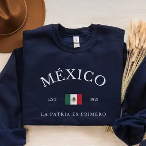 Mexico Pullover Sweatshirt – Mexican Flag Crewneck Shirt, Retro Mexico Travel Sweater, Comfortable Unisex Top, Mexico Gift