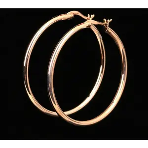 18k Layered real gold filled Round hoop earrings rose gold #9