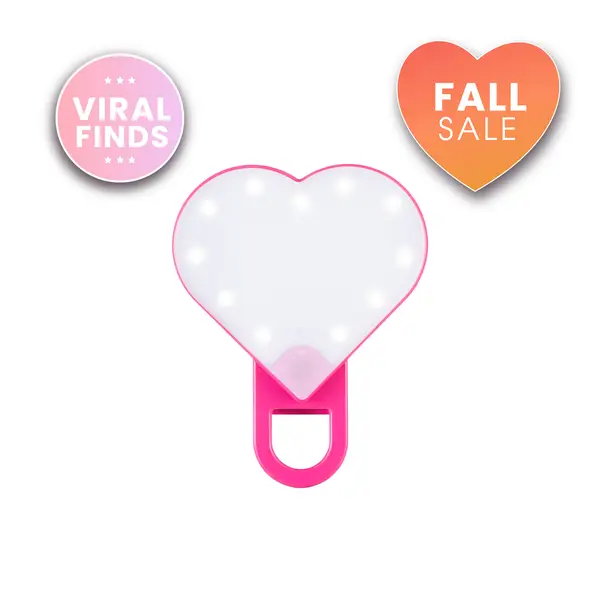 RIKI Sweetheart Clip-On Selfie Light & Makeup Mirror with 5 Adjustable Brightness Settings