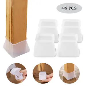 4&8 PCS Silicone Chair Foot Protection Pads – Anti-Slip Furniture Leg Protectors, Reduces Noise & Shields Hardwood/Tile Floors