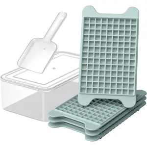 Mini Ice Cube Tray for Freezer:  Nugget Ice Cube Tray with Bin - Crushed Ice Tray Making 4x117 PCS Icecube - Easy Release Iced Maker Trays