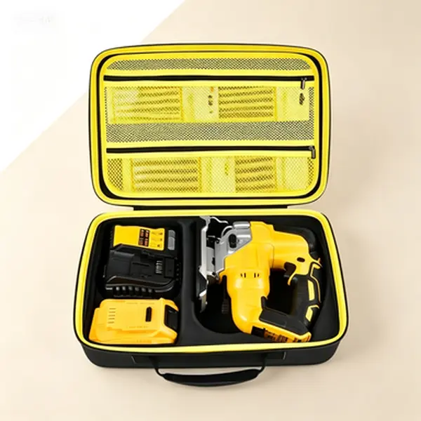 Yellow Reinforced Tool Bag for 20V MAX XR DEWALT DCS334B Cordless Jigsaw, Organizer Case with Handle, Shoulder Strap for Saw Blades, Battery & Charger (Empty Only), Reinforced Tool Bags
