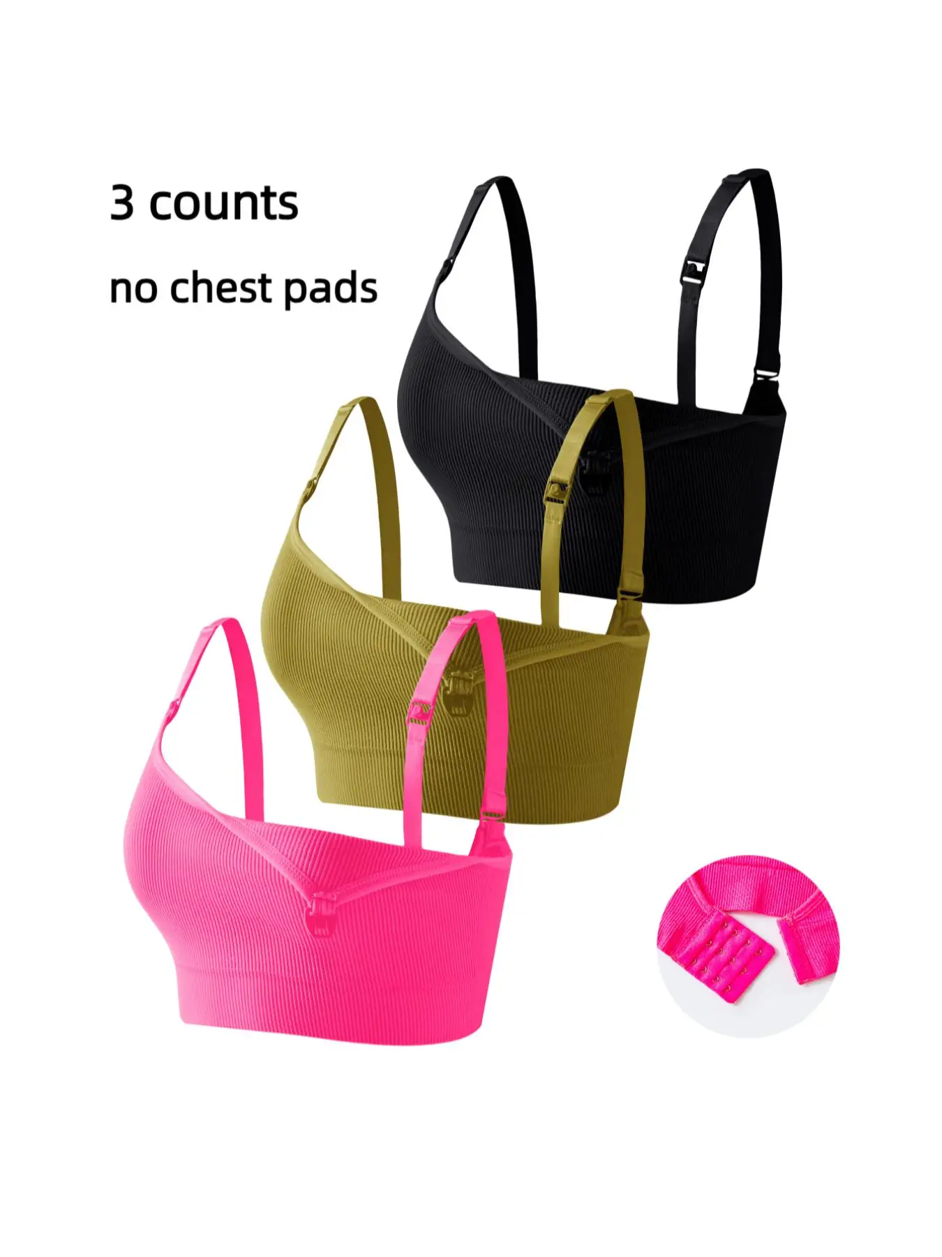 Maternity's Solid Adjustable Strap Nursing Bra, Comfortable Buckle Front Seamless Breastfeeding Bra, Women Underwear, Maternity Lingerie for All Seaso