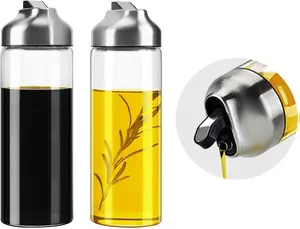 Oil Dispenser - 14 OZ Glass Oil and Vinegar Dispenser Bottles Set for Kitchen No Drip-Set of 2