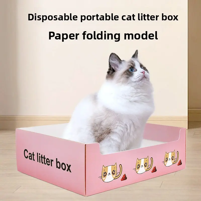 Foldable Disposable Cat Litter Box, Easy Clean Portable Pet Toilet for Cats, Outdoor Travel Use, Convenient Cat Sanitation Solution