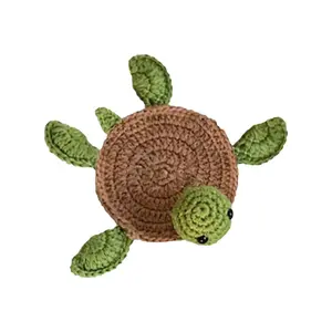 2 Pcs Handmade Crochet Knitting Animal Tortoise Shaped Mat Set, Turtle Coaster Rug for Drink Cup Mug, Funny Desk Table Office Accessories Housewarming Home Decoration