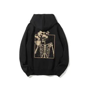 Hot Coffee Drinking Skeleton Hoodie, Skeleton Coffee Hoodie, Staying Alive Coffee Hoodie,Skeleton Hoodie, Skeletons Halloween Skull Hoodie Printed Unisex Casual Hoodie winter outfit