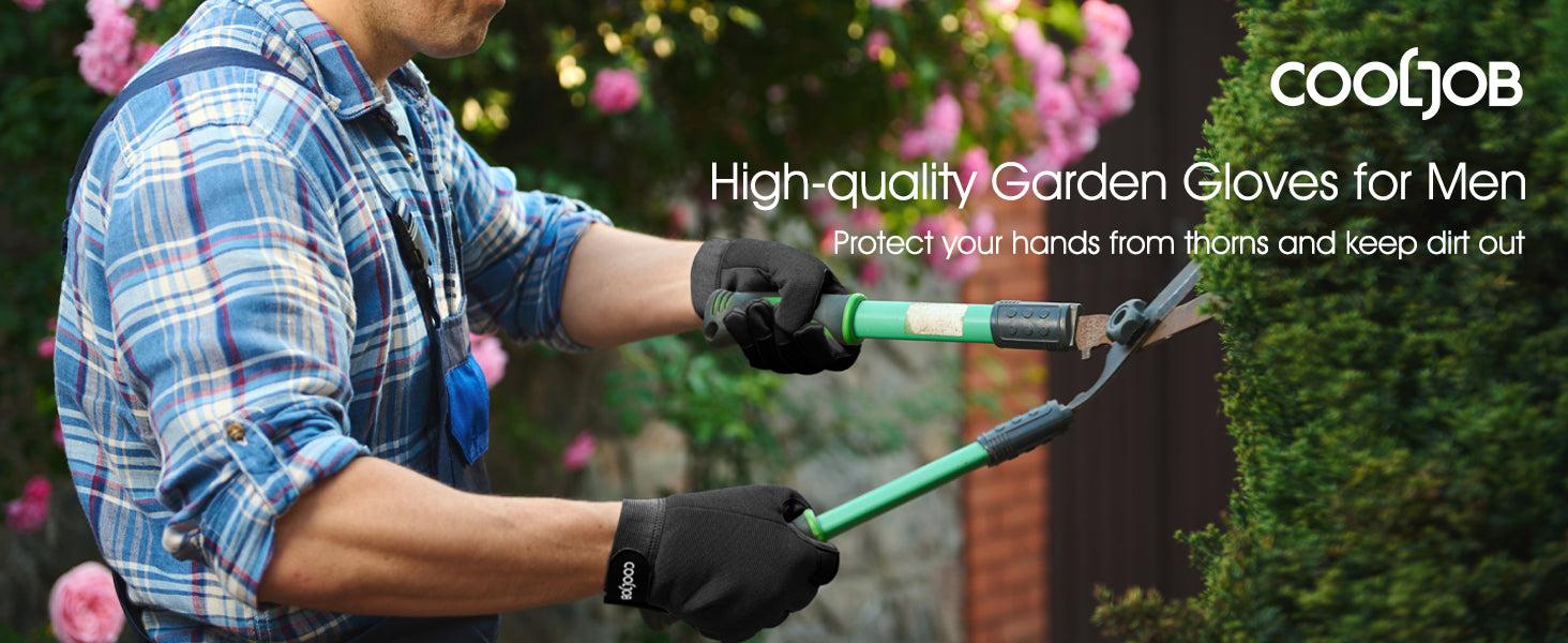 COOLJOB Thorn Proof Garden Gloves with Palm Cushion for Men, Rose Pruning Work Gloves with Touchscreen Fingers (Black) COOLJOB Thorn Proof Garden Gloves with Palm Cushion for Men, Rose Pruning Work Gloves with Touchscreen Fingers (Black)