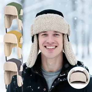 HOMEYA Trapper Hat for Men Women, Warm Winter Russian Aviator Hat with Fleece Ear Flaps, Windproof Ushanka Headwear