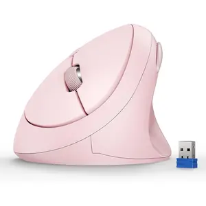 F-MUW04 Ergonomic Mouse, 4800 DPI Wireless Vertical Mouse, 5 Adjustable DPI Levels, 6 Buttons, 2.4G Silent Wireless Mouse for Laptop, PC, Chromebook - Pink