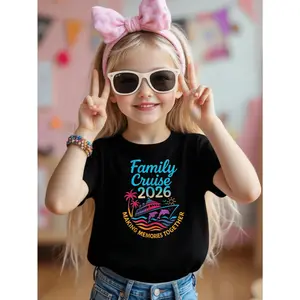 Family Cruise 2026 Graphic Iron-On Print Tees, Suitable For Boys And Girls,Size 3T-13Y