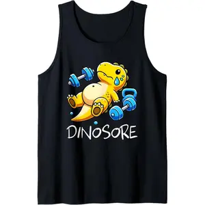 Funny Cute Dinosaur Workout Gym Fitness Weightlifting Gift Tank Top, Unisex Tank Top