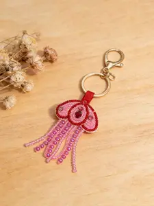 Sweet Beaded Jellyfish Keychain, Tassel Bag Charm, Girl Heart Ocean Style Accessory, Cute Animal Pattern, All Seasons