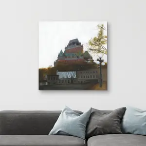 360 Stand Le Chateau De Frontenac Autumn Hyperrealist Nature Artwork, 32x32 in. High-Def Print Photo, Decorative Wall Display for Home Room