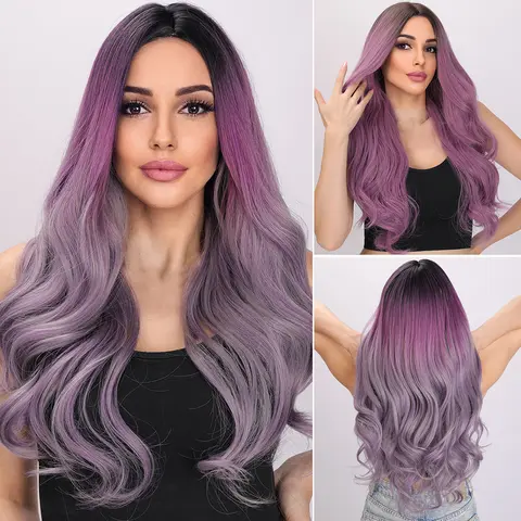 【Sutton】 Loose Wave Wig - Purple and Ombre Gradient - 28 Inch | SM027 | Popinrow