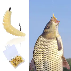 50pcs Soft Worm Bread Worm Maggot Soft Bait, Fish Bait Horse Mouth, Fishing Bionic Bait, Bread Worm Without a Hook, Ideal for Anglers
