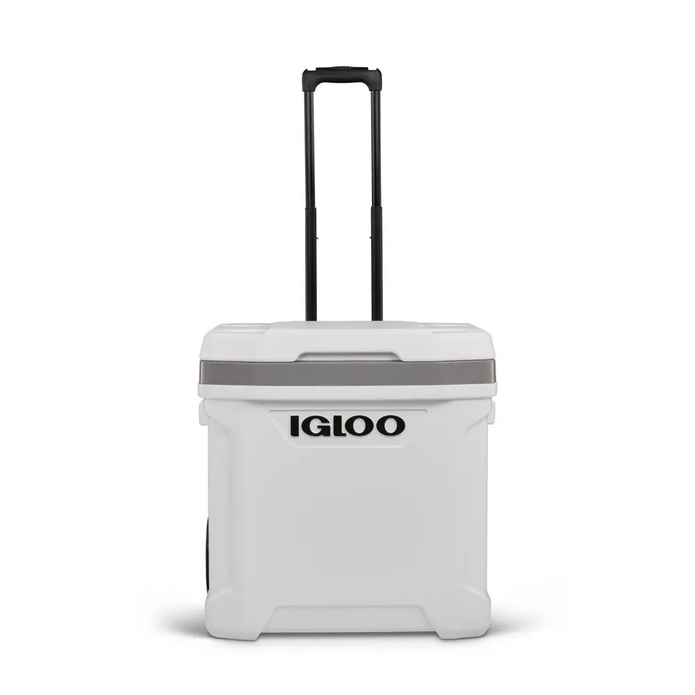 Igloo Marine Latitude 60qt Rolling Cooler - White: Retractable Handle Cup Holder