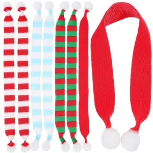 8 Pcs Christmas Decorations Wine Bottle Scarves Doll Scarf  Wine Bottle Scarf Bittle Mini Scarves for Dolls Knitted Bulk