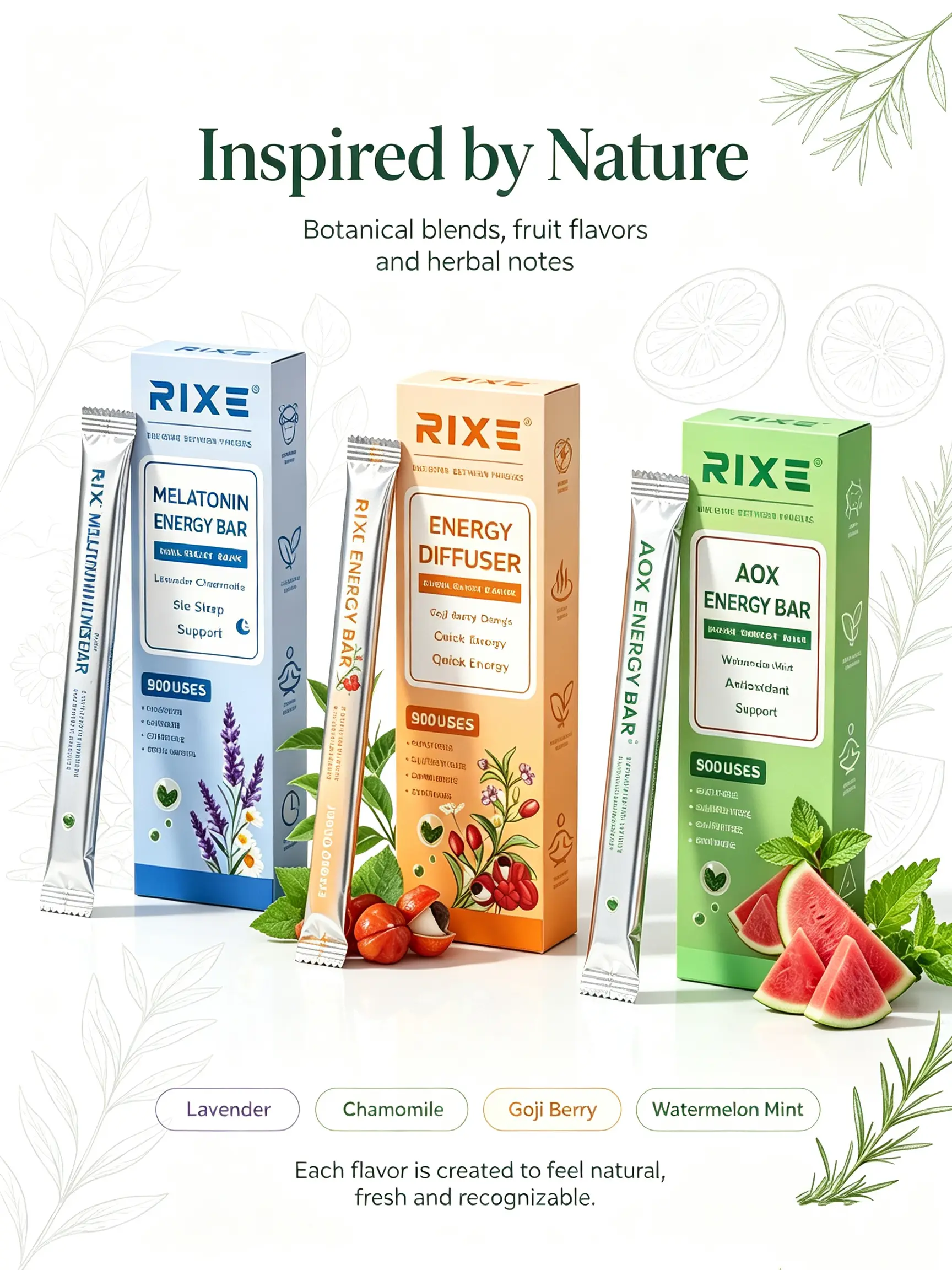 Mini Wake-Up Energy Inhaler Stick Five Different Invigorating Flavors Discreet Pocket Refreshment Bar