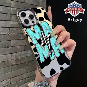 Phone Case for iPhone 16 Pro Max 15 Plus 16E 14 13 12 11 XR XS Cow Skin Mama Pattern Full Body Protection Anti-Scratch PC Smartphone Cover