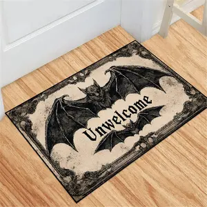 1 bat pattern rug | entryway mat | entrance area rug | Halloween rug | Unwelcome bat pattern | Machine washable, soft and comfortable, non-slip | Halloween home decor | Suitable for entryway, living room and bedroom floor decoration, room floor home decor