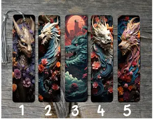 3D-Look Dragon-Themed Metal Bookmarks, 2x6 in High-Gloss Book Accessories, Metal Material for Literature & Art, Painting Use Cases