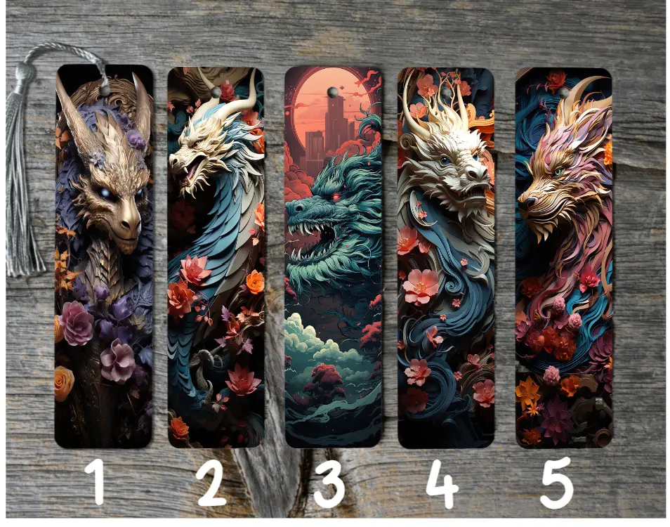 3D-Look Dragon-Themed Metal Bookmarks, 2x6 in High-Gloss Book Accessories, Metal Material for Literature & Art, Painting Use Cases