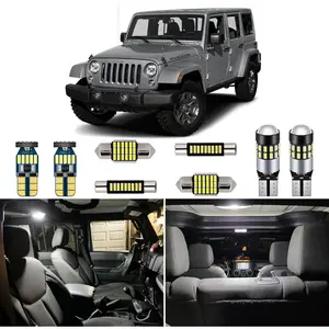 6 Piece CANBUS LED Interior Light Kit for Jeep Wrangler JK 4-Door 2007 2008 2009 2010 2011 2012 2013 2014 2015 2016 2017 2018 Super Bright 6000K White LED Bulbs Package + Install Tool