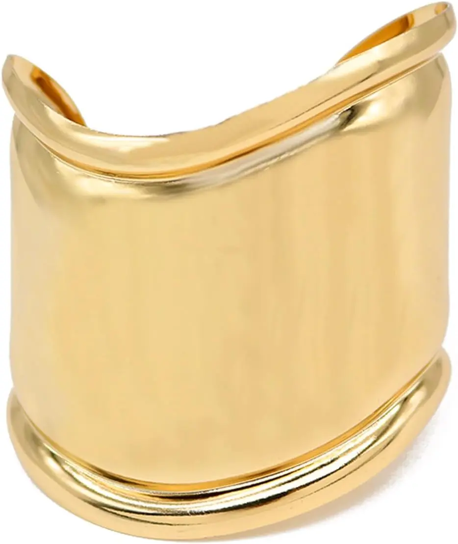 Fashion Exaggerated Wide Grooved Brushed Cuff Hinged Bangle Bracelets Smooth Punk Statement  Bangles Bracelet for Women
