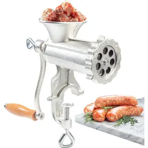 CucinaPro Meat Grinder with Tabletop Clamp & 2 Cutting Disks, Cast Iron Heavy Duty Sausage Maker and Meat Mincer